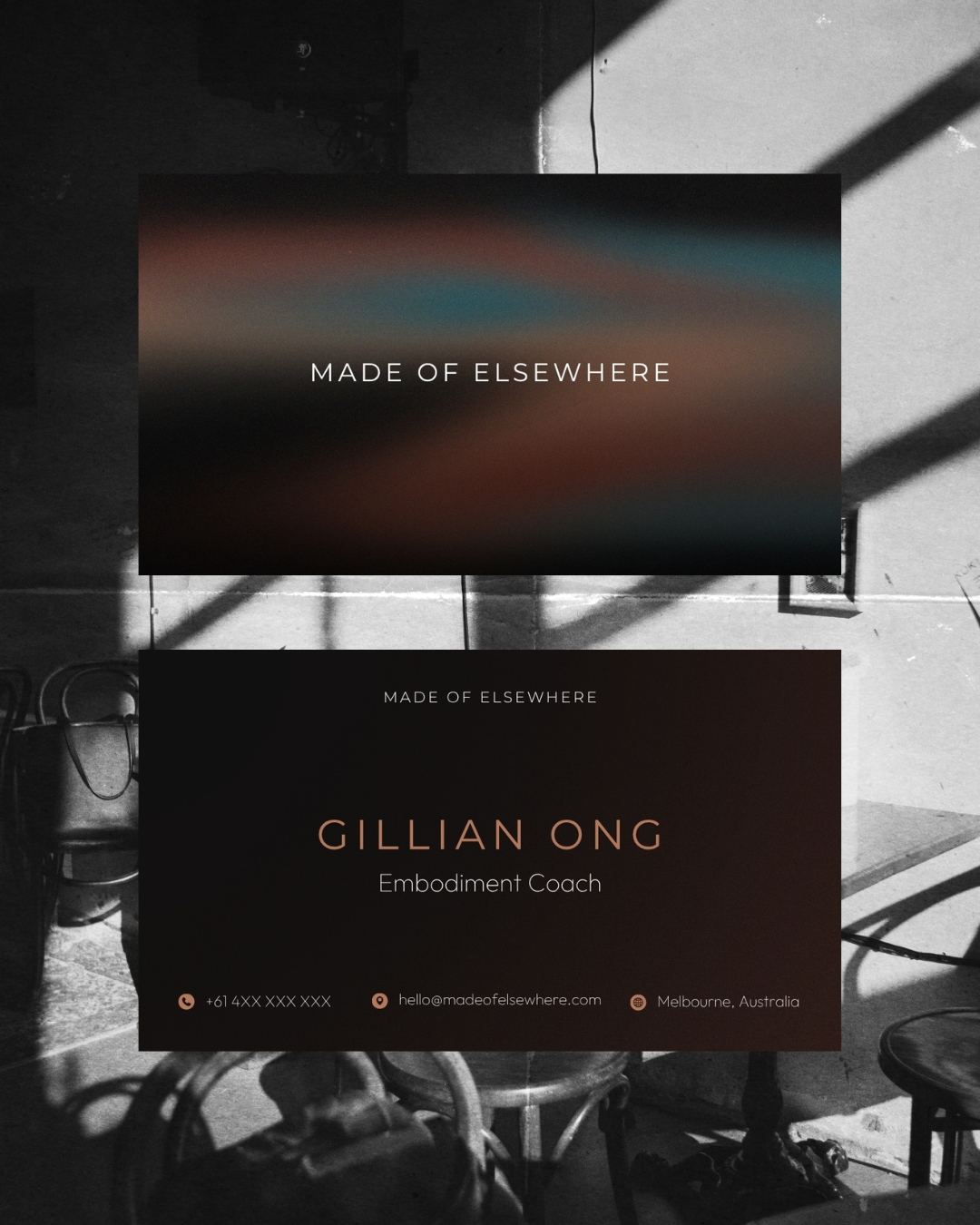 Made of Elsewhere printed business cards and stationery