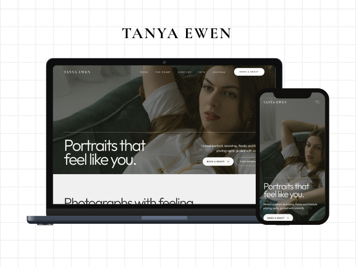 Tanya Ewen portrait photography website presentation